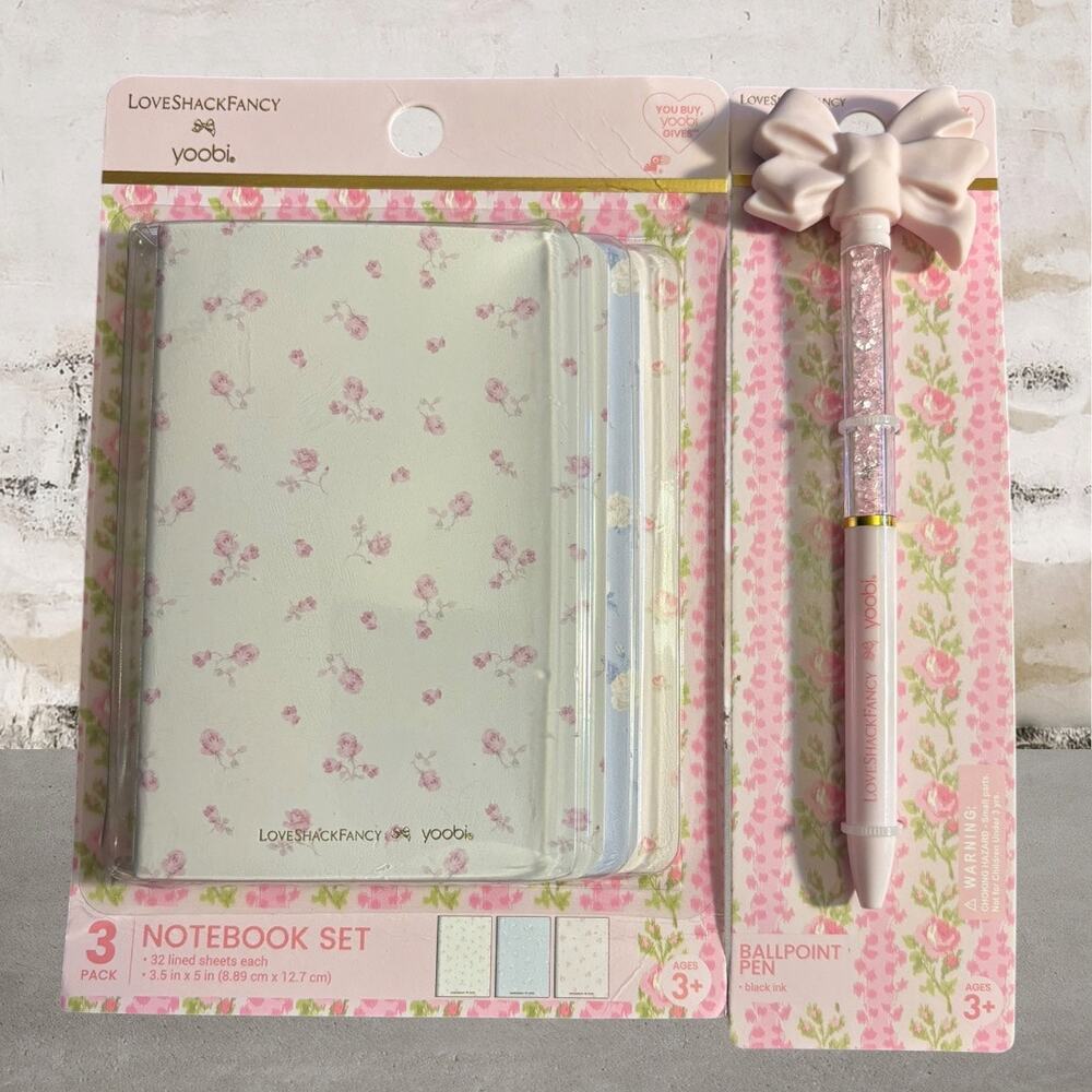 LoveShackFancy x  Yoobi Bundle - Notebooks & Pen NEW
